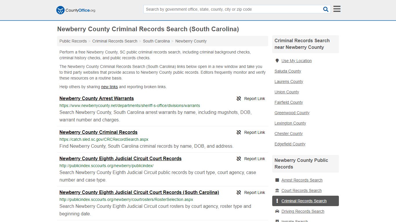 Newberry County Criminal Records Search (South Carolina)