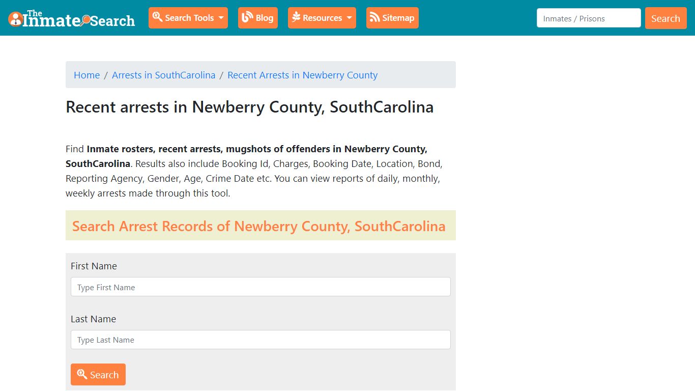 Recent arrests in Newberry County, SouthCarolina